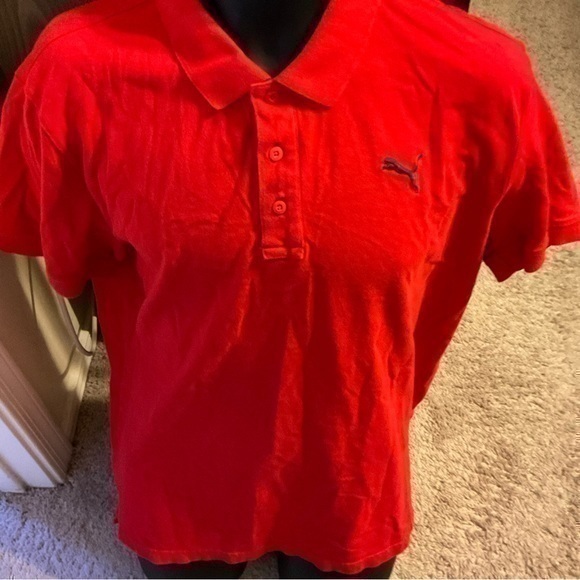 Puma Other - Mens used size L large red Puma polo shirt cotton logo Pre own items are as